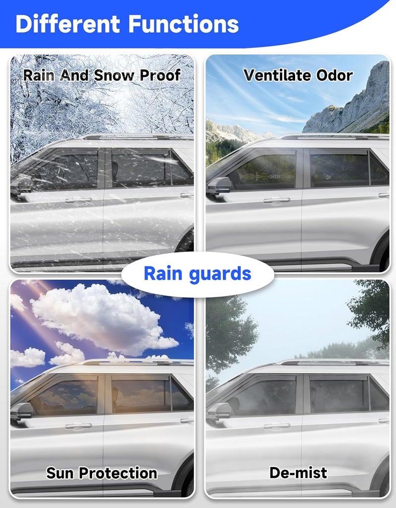 Breejoy in-Channel Window Rain Guards Fit for Ford Explorer 2020 2021 2022 2023 2024 2025 2026,Extra Durable Window Deflector Rain Guards Visor Vent Visors Vent Shades Car Accessories -4 pcs - Image 4